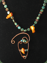 turq and orage coral